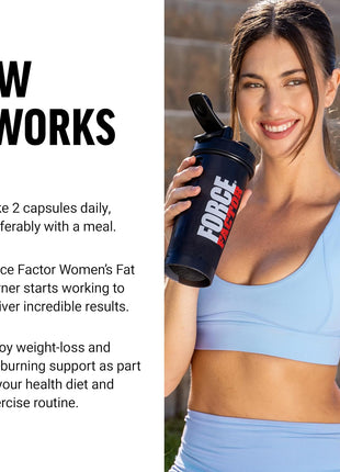 Force Factor Women's Fat Burner, Metabolism Booster, and Weight-Loss Supplement Support, Green Tea Fat Burner Weight-Loss Pills to Help with Energy, Diet, and Exercise, Vegan, Non-GMO, 60 Capsules