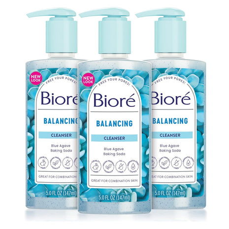 Biore Balancing Face Wash, pH Balanced Cleanser, 6.77 Oz, 3 Pack | For Combination Skin, Vegan Formula, Cruelty Free, Removes Impurities, Fresh Feeling Finish
