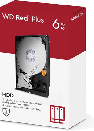 Western Digital 6TB WD Red Plus NAS Internal Hard Drive HDD - 5400 RPM, SATA 6 Gb/s, CMR, 256 MB Cache, 3.5" -WD60EFPX