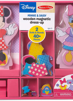 Melissa & Doug Disney Minnie Mouse & Daisy Duck Magnetic Dress-Up Wooden Dolls – Pretend Play Set (40+ pcs) Minnie Mouse Toys, Disney Dress Up Dolls for Preschoolers & Kids Ages 3+