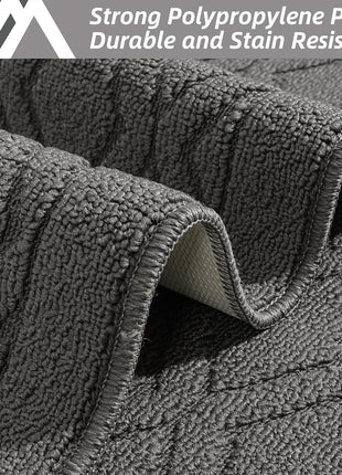 COSY HOMEER 48x20 Inch/30x20 Inch Kitchen Rug Mats Made of 100% Polypropylene 2 Pieces Soft Kitchen Mat Specialized in Anti Slippery and Machine Washable (Grey)