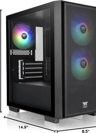 Thermaltake Versa H16 TG ARGB Black Micro ATX Tower Case; Tempered Glass Side Panel; 3 Pre-Installed ARGB Fans; CA-1Y8-00S1WN-02; 3 Year Warranty