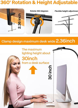 ACNCTOP Desk Lamp for Office Home - Eye-Caring Architect Task Lamp 25 Lighting Modes Adjustable LED Desk Lamp Flexible Gooseneck Clamp Light for Workbench Drafting Reading Study