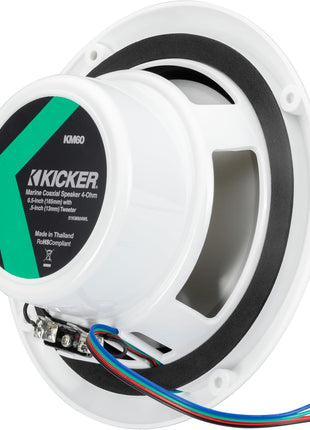 KICKER 51KM604WL KM 6.5 inch 4Ω LED Marine Coaxial Speakers - Pair