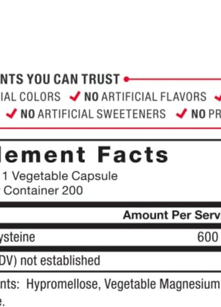 Force Factor NAC 600 mg, N-Acetyl Cysteine for Liver Health | Immune Support & Antioxidant Production, Clinically Studied Dose, 200 Servings