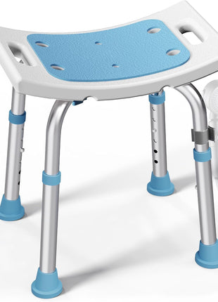 HOMLAND Shower Chair for Inside Shower, Adjustable Height Shower Stool | Shower Seat for Inside Tub Bathroom Bench Bath Chair for Elderly and Disabled, Lightweight Aluminum Frame - Light Blue