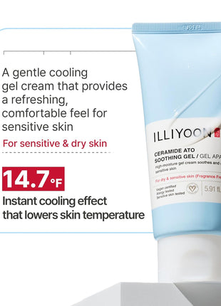 Illiyoon Ceramide Ato Soothing Gel - Vegan Facial Moisturizer for All Skin types, 5.9 Fl Oz (175ml)