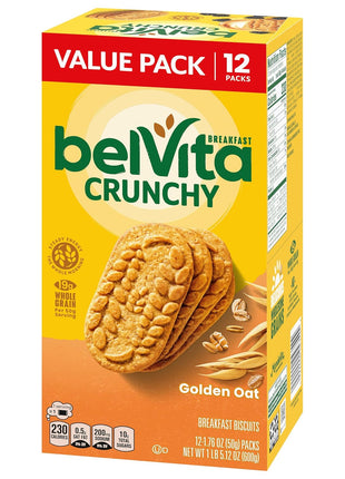 belVita Breakfast Bars Biscuits, Golden Oat, Value Pack, 12 Packs (4 Biscuits Per Pack)