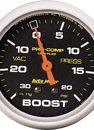Auto Meter 5401 Pro-Comp Liquid-Filled Mechanical Vacuum/Boost Gauge