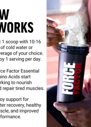 Force Factor Essential Amino Acids, Full Spectrum EAAs Amino Acids Powder | Amino Acids Supplement for Women and Men to Support Healthy Muscle and Workout Recovery, Orange Mango, 30 Servings