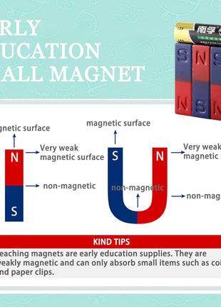 Science Magnet for Kids Bar Magnet Small with North South Identified for Students Teachers Science Experiment Physics Education Toys 2Pcs