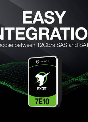 Seagate Exos 7E10 2TB Internal Hard Drive - 3.5 Inches 512e/4KN SAS 12Gbps 7200RPM, 256MB Cache, 2M MTBF, for Business and Data Center (ST2000NM018B)