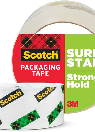 Scotch Sure Start Shipping Packaging Tape, 1.88 inch x 54.6 yd, Designed for Packing, Shipping and Mailing, Quiet Unwind, No Splitting or Tearing, 3 inch Core, Clear, 1 Roll (345)