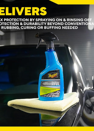 Meguiar's Hybrid Ceramic Wax, Easy-to-Use Spray Wax for Car Detailing with the Superior Protective Power of Advanced SiO2 Hybrid Barrier Technology, 26 Oz Spray Bottle