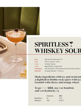 SPIRITLESS Kentucky 74 Non-Alcoholic Bourbon Whiskey, 700ml Bottle | Beautifully Distilled, Non-Alcoholic Spirit for Bourbon Cocktails