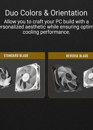 ASUS TUF Gaming TR120 ARGB Reverse Fan Black Triple Pack Higher Cooling Performance, Extra-Thick 28mm Frame, Double-Layer LED Array, Aura Sync, PWM, 2 Year Warranty