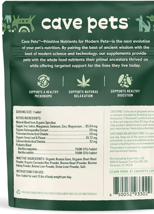 Super Chomp Tablets, Dog Probiotic Supplement for Digestive Health, Multi-Glandular & Probiotics, 60 Tablets
