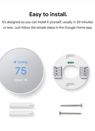 Google Nest Thermostat - Smart Thermostat for Home - Programmable Wifi Thermostat - Snow