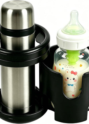 Cup Holder for Uppababy Vista V3, 2-in-1 360° Rotatable Cup Holder, Drink & Bottle Holder Compatible with Nuna, Mockingbird, Evenflo, Fits Bottles & Drink Cups, for Stroller, Wheelchair, Bike
