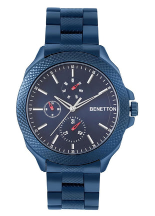 United Colors of Benetton Analog Watch for Man with Blue Round Dial & Blue Stainless Steel Bracelet Band Water Resistant Men's Wrist Watches - UWUCG1704