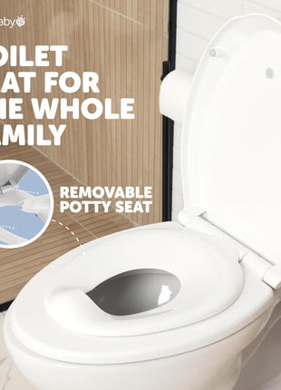 Jool Baby Quick Flip Toilet Seat with Built-in Potty & Splash Guard for Toddler Training, Slow Close (Elongated)