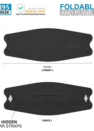 LEVENIS KN95 Face Masks 50 Pack, Breathable Comfortable and Disposable KN95 Mask, Black