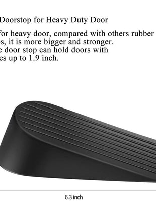 Big Door Stopper 2 Packs, Heavy Duty Wedge Rubber Door Stop Works on All Floor Surfaces, Non-Scratching Doorstops Special for Home Office School Heavy Door (Black, H1.9 x L6.3 x W2.7 Inches)