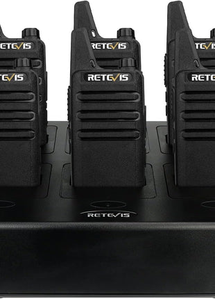 Retevis RT22 Walkie Talkies Rechargeable Hands Free 2 Way Radios Two-Way Radio(6 Pack) with 6 Way Multi Gang Charger