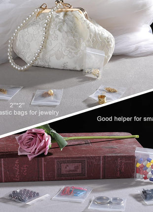 JINYONBAG Mini Plastic Bags, 400pcs 2 inch x 2 inch Transparent Reusable Zipper Storage Bags for Jewelry, Candy, Coins