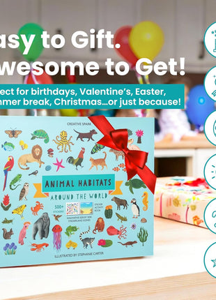Animals Habitat 500+ Kids Sticker Book by Cupkin Toddler Airplane Travel Activity Coloring and Sticker Book, Road Trip Essentials, 12 Coloring Pages + 12 Scenes for Ages 2–8 Years