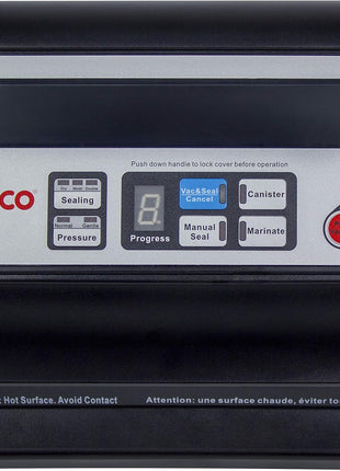 Nesco Deluxe Food VS-12 Vacuum Sealer, 130 Watts, Kit Bags & Viewing Lid, Compact, Silver