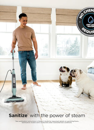 Shark Steam & Scrub Steam Mop, All-in-One Hard Floor Cleaner, Grey, S8001 | LED Headlights, 4 Dirt Grip Soft Scrub Pads Included, XL Water Tank, Swivel Steering