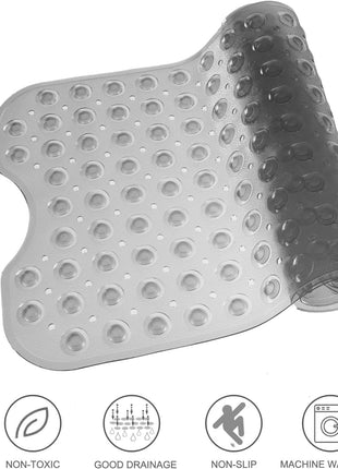 TEESHLY Bathtub Mats for Shower Tub, Extra Long Non Slip 39 x 16 Inch Bath Mat with Drain Holes and Suction Cups, BathMat for Bathroom with Machine Washable (Clear Grey)