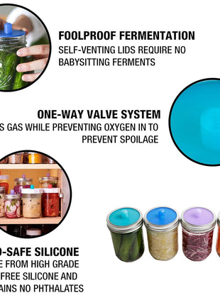Masontops Pickle Pipes   Airlock Fermentation Lids   Fermentation Kit For Wide Mouth Mason Jar Sauerkraut & Pickle Kit   Fermentation Jar Not Included