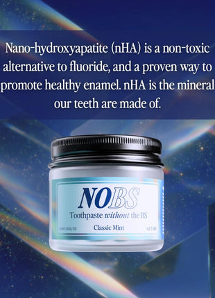NOBS (No Bad Stuff) Toothpaste Tablets - Nano Hydroxyapatite, Fluoride & Plastic Free, Eco & Travel Friendly - Remineralize with NHA (1 Month)