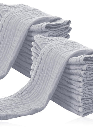 Cute Castle 12 Pack Muslin Burp Cloths for Baby - Ultra-Soft 100% Cotton Baby Washcloths - Large 20'' by 10'' Super Absorbent Milk Spit Up Rags - Burpy Cloths for Unisex, Boy, Girl - White