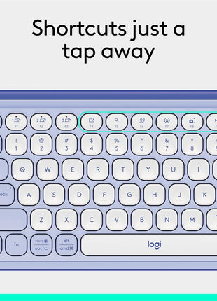Logitech POP ICON Keys Wireless Bluetooth Keyboard - Lilac and Off-White | Comfortable typing, programmable keys, easy-switch between up to 3 devices, for laptop, tablet, PC