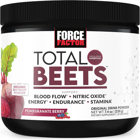 Force Factor Total Beets Nitric Oxide Powder for Circulation and Joint Support Chews with Turmeric Curcumin for Extra Strength