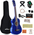 ADM Beginner Acoustic Classical Guitar 30 Inch Nylon Strings Wooden Guitar Bundle Kit for Kid Boy Girl Student Youth Guitarra Online Lessons with Gig Bag, Strap, Tuner, Extra Strings, Picks,Blue