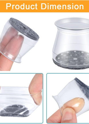 32 Pcs Chair Leg Floor Protectors - Silicone Felt Pads, Scratch-Proof & Noise-Free, Easy Smooth Moving, Large Size (Fits Round Chair Legs: 1-5/16 inch to 2 inch Diameter)