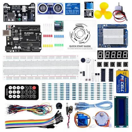 ELEGOO UNO R3 Project Super Starter Kit with PDF Tutorial for Beginners | Compatible with Arduino, 22+ Hands-on Projects, Upgraded Starter Kits with Power Supply, STEM, DIY Basic Circuit Building