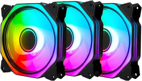 Pano-Mounts M12ARGB3PACK 120 mm 5V 3 Pin Addressable RGB PWM PC Computer CPU Case Cooling Fan Black - Pack of 3