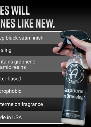 Adam's Polishes Graphene Tire Dressing - Deep Black Finish W/Graphene Non Greasy Car Detailing | Use W/Tire Applicator After Tire Cleaner & Wheel Cleaner | Ceramic Coating Like Tire Protection (16oz)