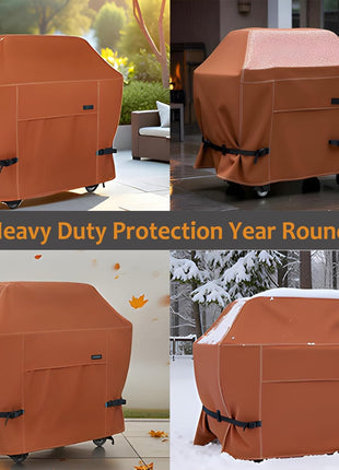 NettyPro BBQ Grill Cover 56 inch Heavy Duty Waterproof Outdoor 2-3 Burners Gas Grill Cover for Outside Weber, Char-Broil, Brinkmann, Nexgrill Barbecue, Brown