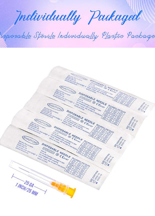 SHAOTONG 25 Gauge 1 Inch Luer Lock Accessories Disposable Lab Supplies, Pack of 100