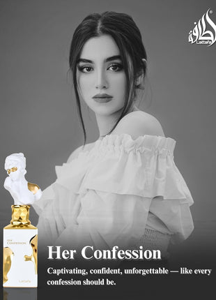 Lattafa Her Confession - Vanilla, Floral, Amber, Musk - Eau de Parfum Long-Lasting Fragrance for Women, 3.40 Ounce / 100 ml