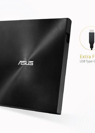 ASUS ZenDrive Black 13mm External 8X DVD/Burner Drive +/-RW with M-Disc Support, Compatible with Both Mac & Windows and Nero BackItUp for Android Devices (USB 2.0 & Type-C Cables Included)