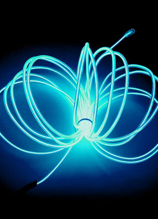 MaxLax EL Wire Ice Blue, 16.4ft/5m Portable Battery Pack Neon Light Strip 360° Cuttable Glowing Rope Lights for Parties, Halloween, DIY Decoration