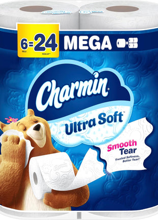 Charmin Ultra Soft Toilet Paper 6 Mega Rolls = 24 Regular Rolls