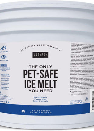 Natural Rapport Pet Friendly Ice Melt - Calcium Chloride Free, Pet Safe Ice Melter, Rock Salt Alternative - Time Release Deicer Formula Lasts 3X Longer (10 lb)